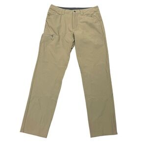 Patagonia Mens Khaki Tan Nylon Blend Hiking‎ Pants Outdoor Zip Pocket Size 34